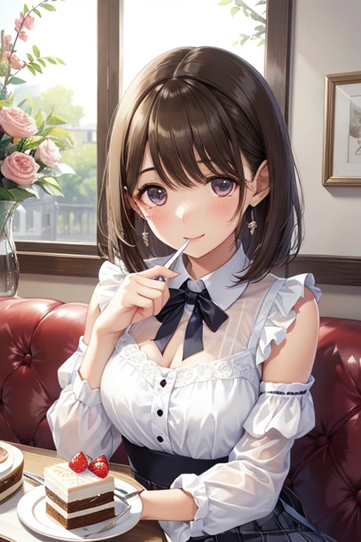 PhD_Kato, Katouhdlong, alone, brown hair, have, upper limbs, short hair, brown eyes, hat has been removed, dress, took off the hat, white stockings, White dress, Wear a hat, frills太もも, bangs, open your mouth, frills, 赤いJacket, Jacket, zettai ryouiki, (highest quality, 8K, masterpiece, Super detailed:1.2), (Lens flare, particles of light, shine), big breasts, NSFW, (Completely naked), (embarrassing:1.2), (blush:1.2), (orgasm:1.2), open your mouth,  nipple, (shout:1.2), (Wet:1.2), heavy breathing, vagina,sex,  ((raise your legs)), testis, penis, sex,  sit, High resolution, Very detailed CG, official art, clothes sex, sex, vaginal penis, embarrassing, 