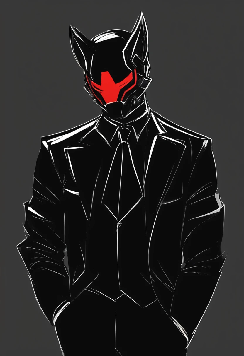 Creates an image of the subject, dressed in black, in a suit like Black Noir, just a little more greyish on the suit plates, and also the visors of his mask are red, Also попробуйте изменить маску, to make it look different, than Black Noir, Give him a cool and menacing look, but at the same time simple, Also, so that the drawing style would be in anime style with a modern design