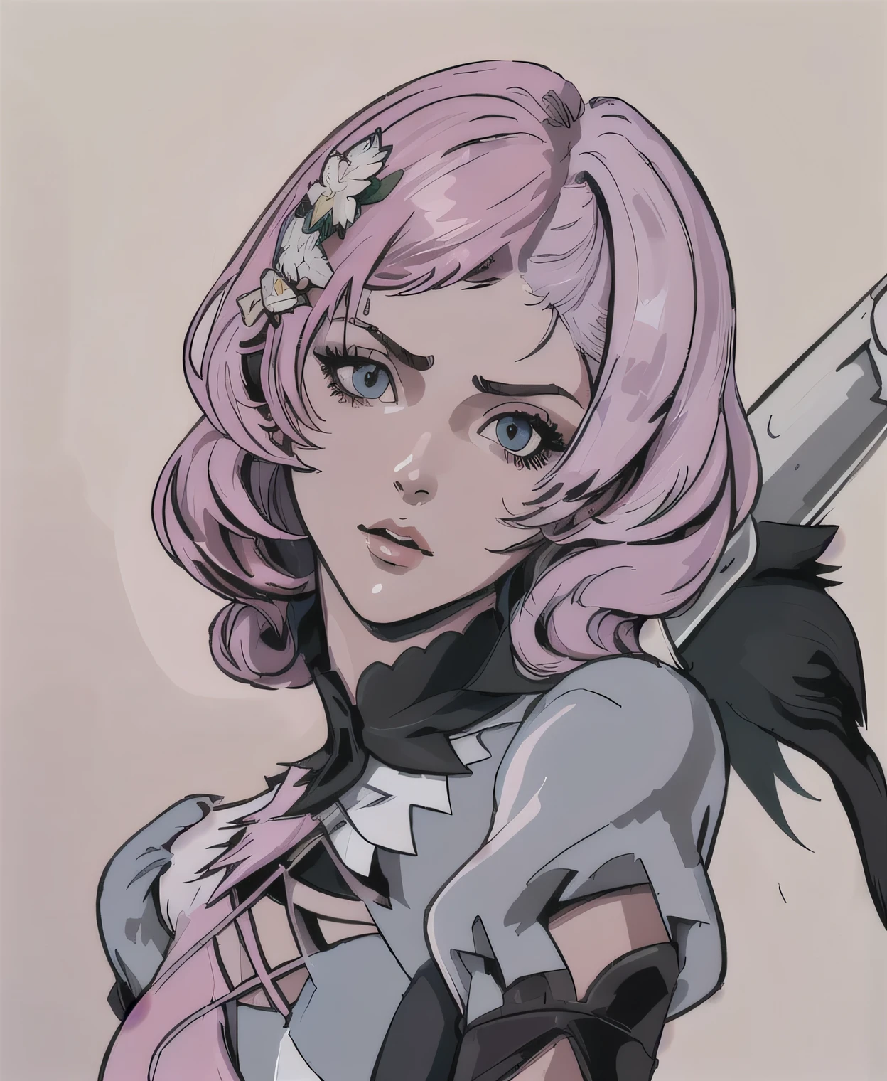 Alisa Bosconovitch, best quality, contemporary, flat style, minimalism, Illustrates??the green eyed plane, pink hair, short hair, multicolored hair, black shirt, mechanical wings, Close-U head portrait, Pointed Chest, neckline, super neckline, medium breasts, Tekken，pink hair pastel, 1 girl, in kimono, hand painted，Line drawing without color, colorful yandere pastel, Tekken, [Detailed illustrations, Extremely ideal anatomy-based art, very detailed and detailed drawings, delicate lines with slowness and urgency, Realistic texture expression],(((Colored main lines)),(Works of art with excellent craftsmanship),(park background),[ pretty Japanese anime  Skinny] pink hair claro, in maid&#39;s clothes，slender figure，robust，He sat on the floor，Dressed in pink and white maid outfits，very short hair，with cat ears，quadratic element，, pink kawaii in 1910s era clothing, Alisa Bosconovich&#39;s pink lips, in the style of the soft aurorapunk color palette, an anime illustration of your face, animated gifs, hand drawn animation, charming sketches, smooth and shiny, hazy romanticism, Superflat style, white background - air 1:1 - niji 5 - expressive style --s 50
