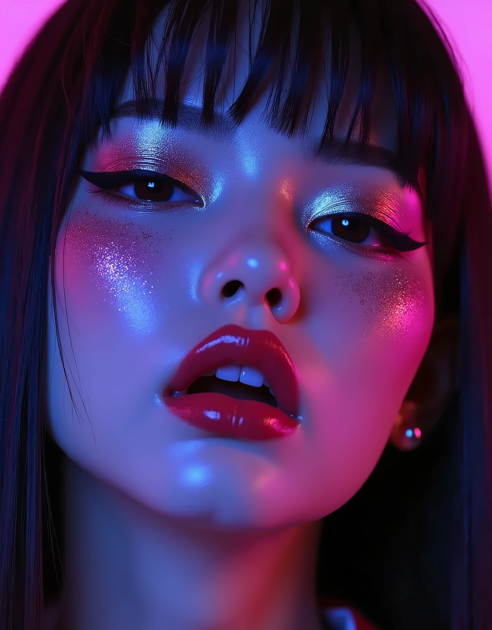 beautiful asian goddess of fertility,1girl,japanese woman,black hair,cold expression,thriller film,detailed face,extremely detailed eyes,pink lips,highly detailed,8k,photorealistic,cinematic lighting,dramatic shadows,dramatic lighting,dramatic atmosphere,moody colors,vibrant colors,fantasy,surreal