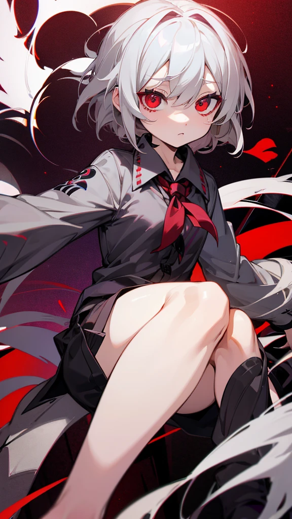 underdressing,High heel,Expression of disgust,Red Eyes,Sweat,Soaked,liquid,transparent,Cropped tops,nun,stocking,Black pantyhose