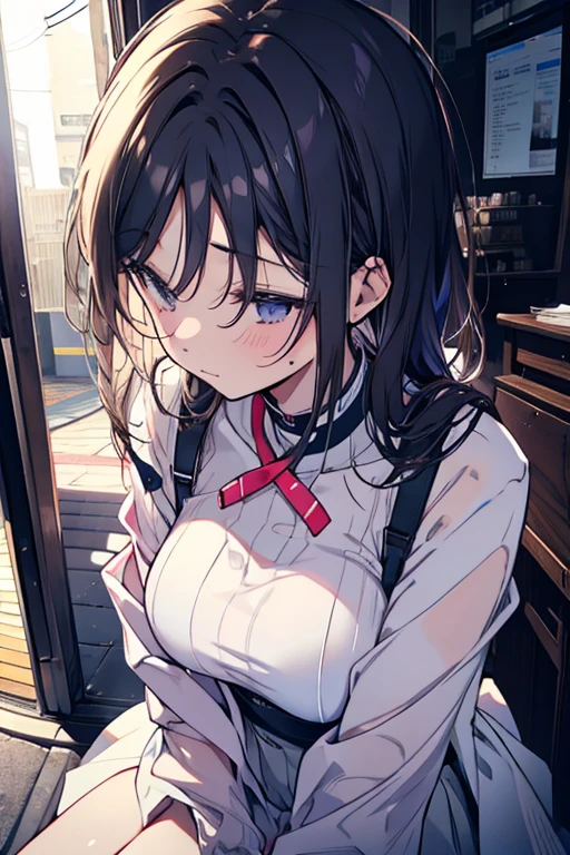 masutepiece, Best Quality,Illustration, Wallpaper, ultra -detail, Little Face Lori、(((molesting)))、Detailed eyes, Complex hairstyle、Sareme、((fear:1.5))、(Teary-eyed:1.5)、(((Cute underwear)))、(blouse、skirt by the)、ample breasts、((Morester))、((Girl being taken off her skirt by a man))