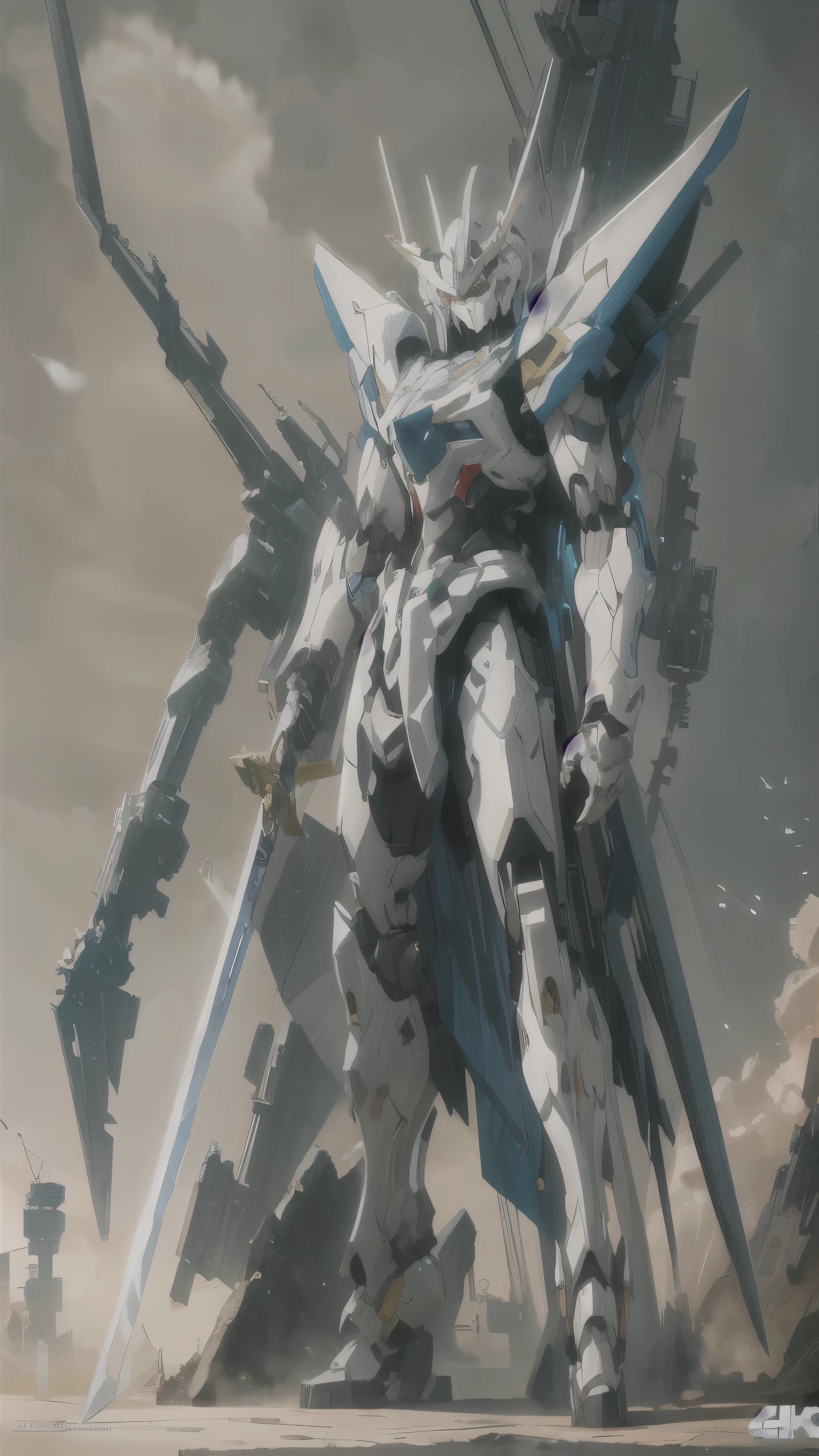 universe space、Facing the enemy、Two planes are fighting、Draw the whole body、Draw two planes fighting、They are locked in a beam sabre duel.、8 heads、Gundam、A depiction of the fighting from the side、Draw at the same size、One is white-based and the other is black-based、Depicting intense battle scenes