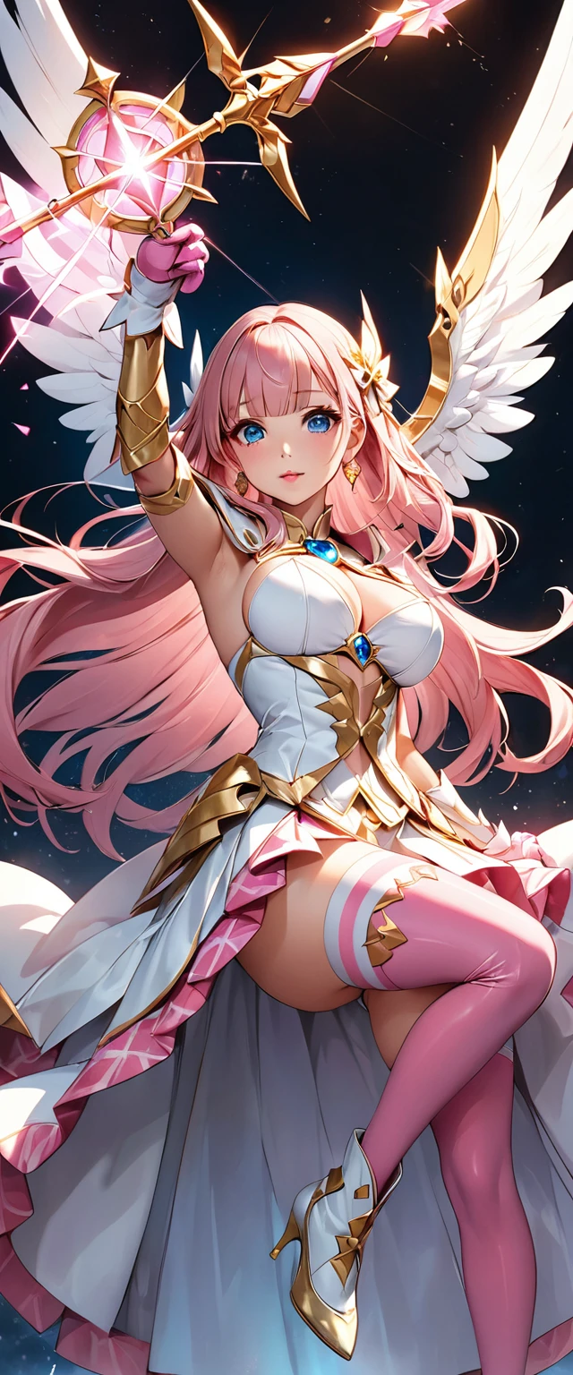 (star mark on face) (perfect face:0.7) (((1 girl))photorealistic ((back wrap skirt))(((holding a long magic lightning rod) ))(Dragon on sky:1.1)(white and pink color hair:1.2) ,angel aperture,sakura skirt, lace panties, (petal fly:1.1) angel ring on head ((dragon on sky))(angel wings) 絲巾環繞 (1mark on face) ((panties show up1.5)), big eyes, big boobs, shadow on body, skirt up, 絲巾飛,lifted up skirt , show panties, (moon in the background), flying up sky, the charizard is breathing fire, ((look at top)), smiling, (white and pink and colored hair), (dancing), active, best anatomy: 1.6, Unreal Engine 5, best quality, very detailed, detailed background, , Best Anatomy, Illustration, Ultra HD, RAW, (PureErosskin_V1:0.8), (ulzzang-6500-v1.1:0.4), , Wildcard Prompt: (((Masterpiece))), (((Best Quality ))), ((super detailed)), illustration, (detailed light), cinematic light, cute girl, flying hair, playful smile, light hair, pastel painting, art nouveau, In Full Growth, Cinematic Light, Ultra Detailed, Detailed Face, Realistic Face, Detailed Eyes, Realistic Eyes, Sweet Lips, Bright Smile, ((Flying Hair: 1.1, (Wearing Short Skirt: 1.3), Sharp focus, handsome, long-legged, thin, professional lighting, rendered eyes, hair accessories, (Asian Idol), architecture, birds and butterflies and bubbles in the air, lower boobs, navel, celestial body, city, nice Idol, ((( Above the waist))), ((no clothes)), (((perfect face))), 18y, magic castle, spaceship, (((masterpiece))), (((best quality))), perfect Eye, 最佳品质、超高分辨率、(逼真:1个美女.4个美女)、。红翅膀。迷人的脸蛋。模特脸。头发长。纤细。比基尼、美丽的细节、红发。大胸部。迷你裙。耳环。详细详情。生动。逼真的细节。逼真。背部有大翅膀。云在周围。裸体。天使的翅膀。长翅膀。宽翅膀。抬起胸膛。用双手抬起胸膛。尴尬的双手抬起胸膛。尴尬的脸。害羞。害羞的个人资料。脸红。翅膀。张开腿。张开双腿。黑色内衣。黑色内裤。张开双腿。她双腿张得大大的。坐在地上。坐在地上,双腿张开。