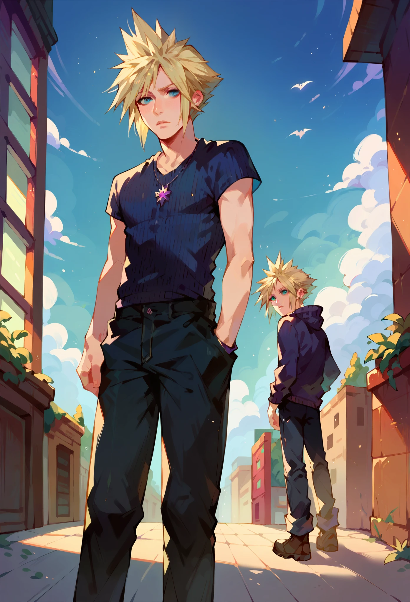 cloudstrife,male,Hotel corridor,Standing up,