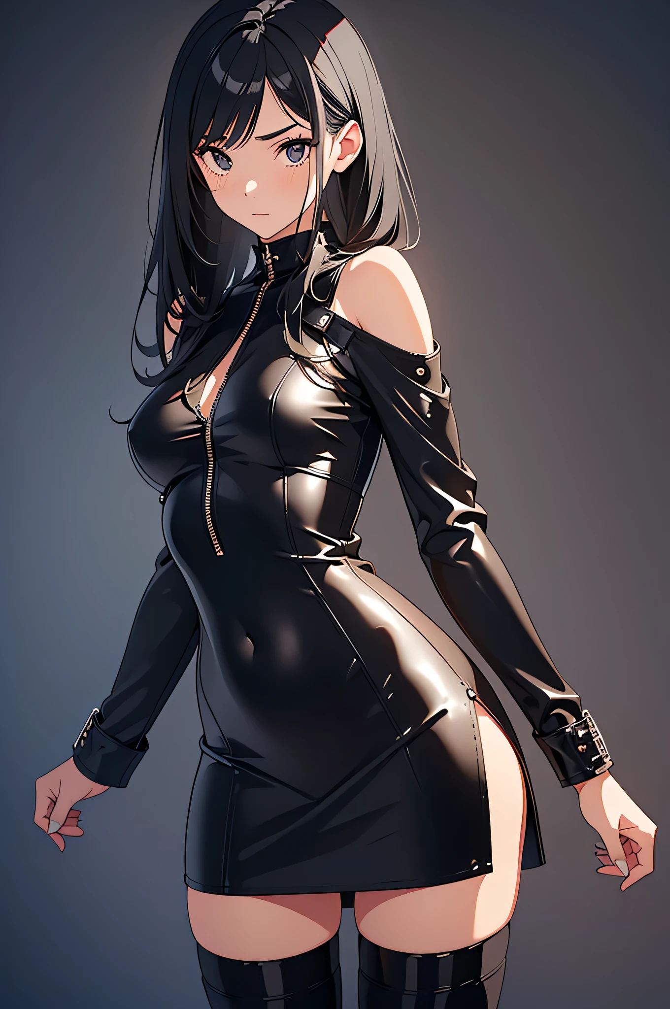 (((masterpiece))),(((High resolution)))、(((8K quality)))、(((perfect face)))、(((Korean idol)))、30 years old, ((tight tops)), ((leather tight skirt)), look at the camera, ((top quality eyes)), detailed texture, look at the camera