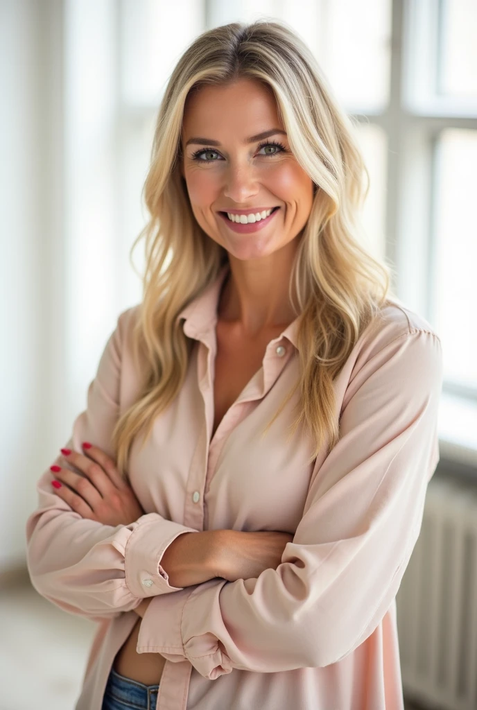 Blonde businesswoman smiling