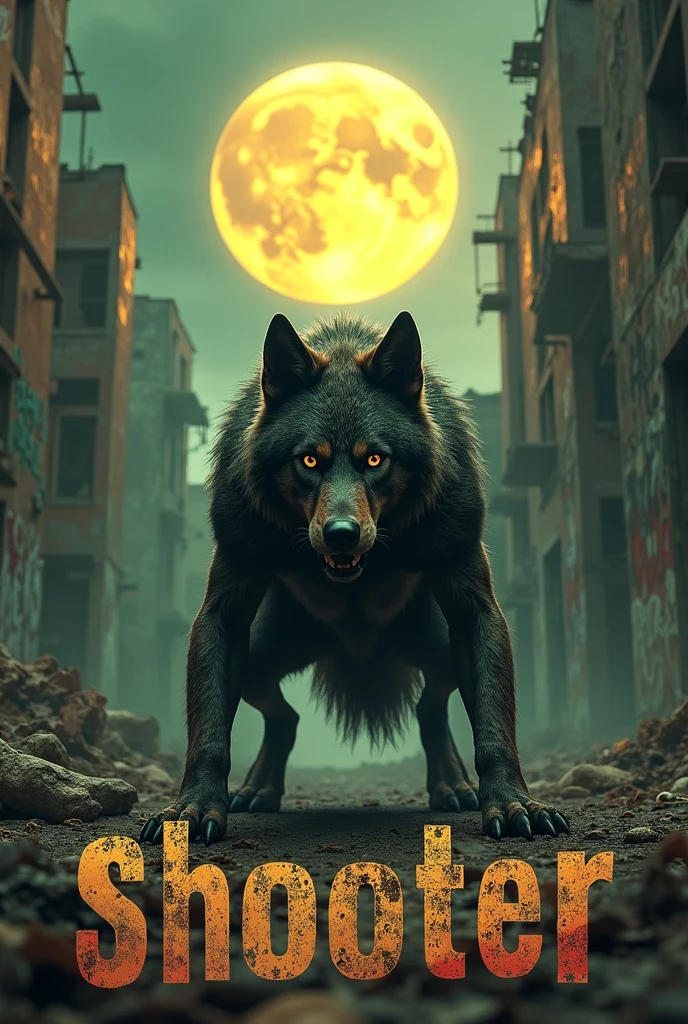 A dangerous wolf who is bleeding with blood and it is a dark night and the place is Taj Mahal and Hero Taufique is written in the dome of Taj Mahal 