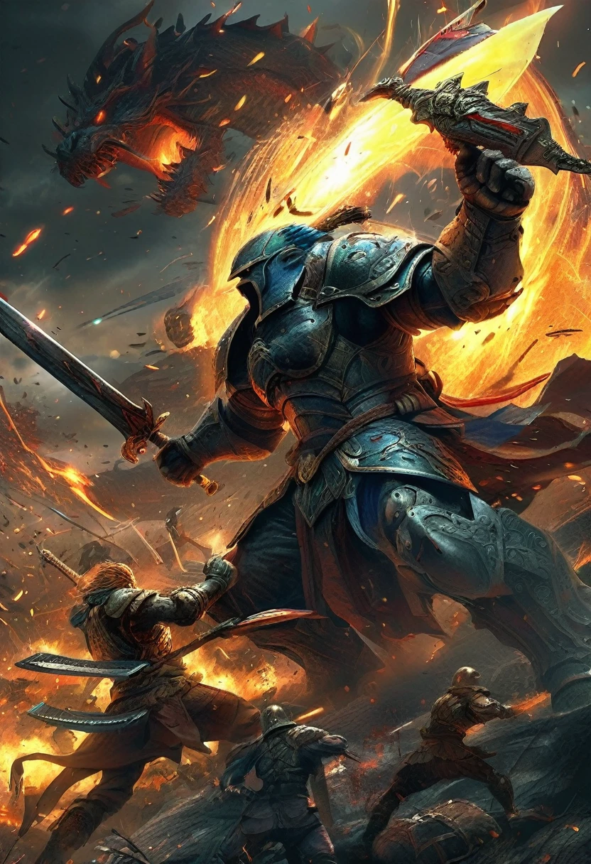 a close up of a man in armor holding a sword, flame conjuring armored, fantasy card game art, lord of cinder, epic fantasy card game art, magic the gathering art, magic : the gathering art, magic the gathering card art, magic the gathering artwork, magic the gathering artstyle, collectible card art, epic fantasty card game art