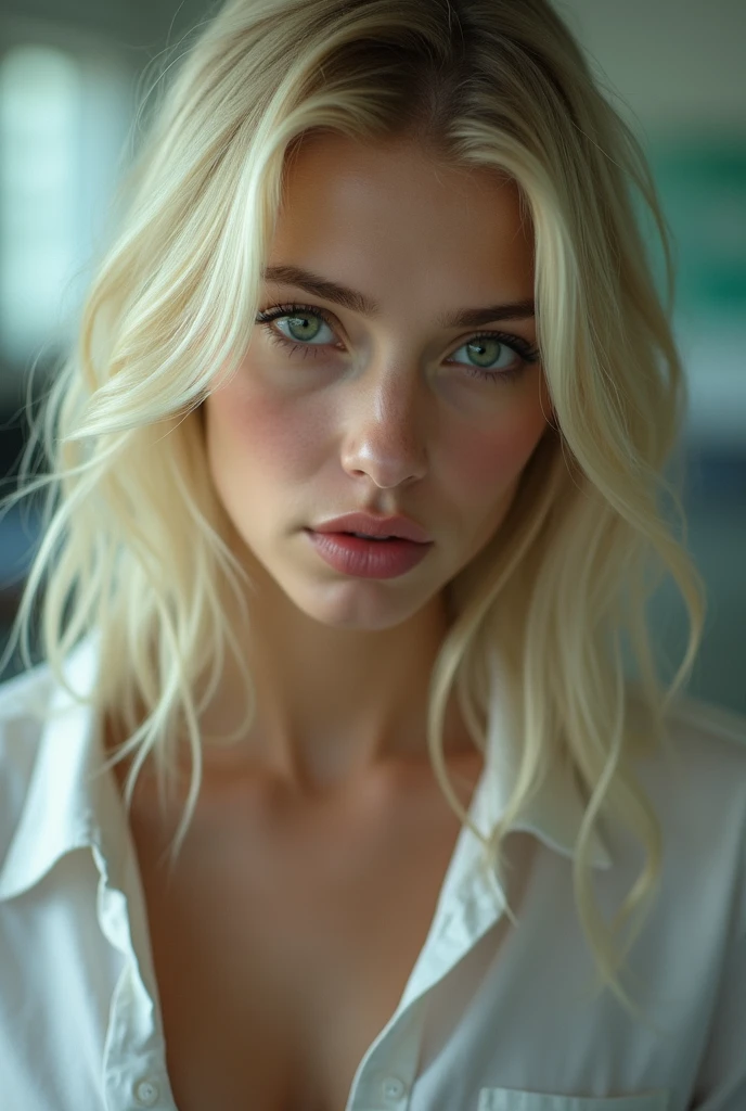 (uma fotogroffia premiada:1.3) off (Ultra photo realsisim:1.3),(vred:1.3) (close up:0.7), A Brazilian woman, albino with freckles in a white robe, realskin, 5d canon, 85mm, profundidaoff off campo, 8k, ultra-nitioffz, RTX, octane, irreal, Dramatic light, Global illumination (author:WLOP Artist:1.3),altamente offtalhado,(Arte Darkwave:1.3),(Arte Hardcore:1.3),(Agfacolor:1.3),(Close portrait:1.3),(Female One:1.4),(very beautiful:1.4),(appealing:1.3),handsome,Calendar pose,olhos veroffs offtalhados perfeitos,studio lighting,themed background, naked, new, feições mistas off Emmy Rossum e Brooke Shields, white hair.
