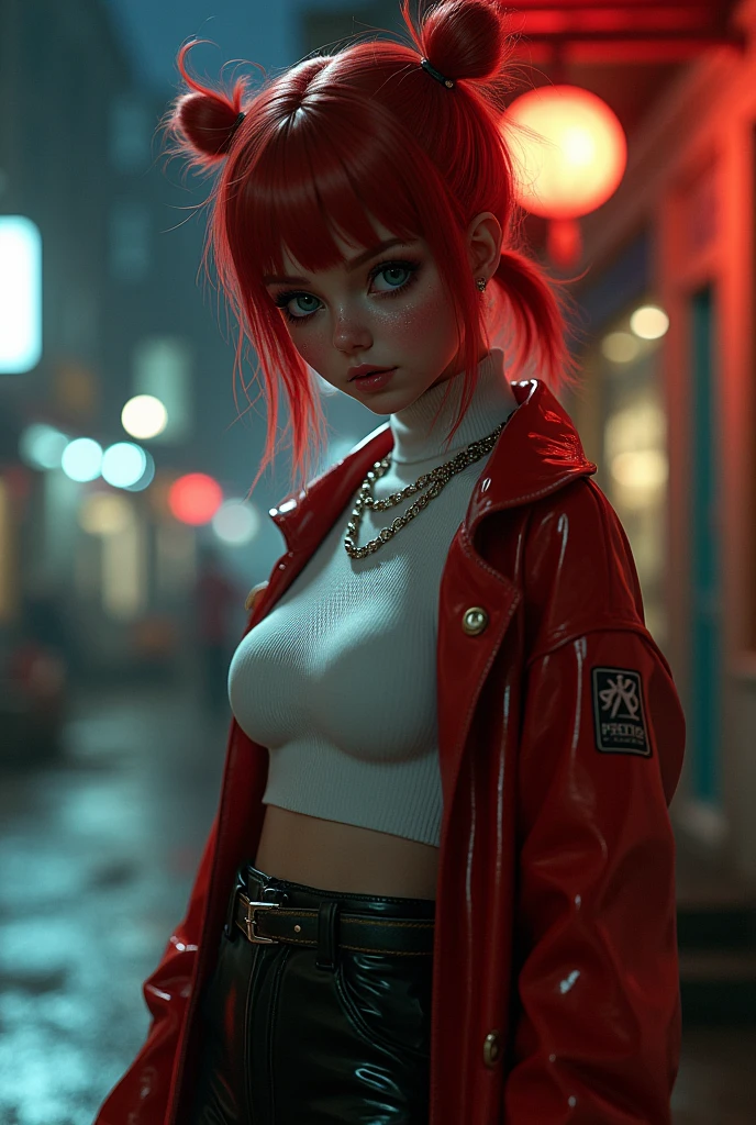 Portrait of a girl, girl focus, ((see through white frilly shirt:1.3), little school backpack, (dark_blue pleated skirt), (sweat, wet, see through)), (sit on a ledge in the heavy rain:1.4), (flashing panty, thong:1.2), sad, 25 years old, (cyberpunk city sidewalk background, futuristic, neon light, rainy city:1.5), (small chest, slim, thin body), (photography, realistic, bokeh, blur, from below), ((pink hair, side braid)), (rain_drop:1.2)