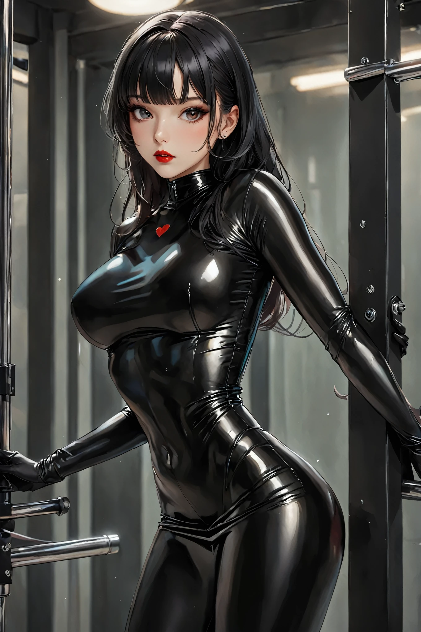 Portrait of Catwoman, anime catgirl, smooth soft skin, Fantastic Big Eyes, beautiful intricate colored hair, Symmetrical, anime wide eyes, Beautiful eyes, Soft lighting, Detailed face, By Makoto Shinkai, Stanley Ateg Liu, Phlegm sputum, phlegm, rossdraws, concept-art, Digital painting, looking at the camera in, 1girll，full bodyesbian，Raised sexy