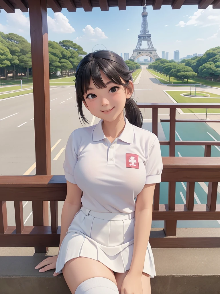 (8k、RAW Photos、Please redeem)、Detailed Background、Beautifully detailed face、Beautiful, smooth skin、Skin Texture、Professional Lighting、Beautiful Teenage Girl、(Huge breasts: 1.2)、 ((White polo shirt、Short sleeve、skirt、White knee-length socks、White sneakers)),、Side Pony、ponytail、Cute hairstyle、 School trip、Laughing、smile、sexual expression、Tokyo Tower、Skytree、Sensouji Temple、You can also take photos with famous landmarks and symbols of your travel destinations..、Take group and individual photos at famous tourist sites、 Enjoy the panoramic view、Pose with a building or landscape in the background、