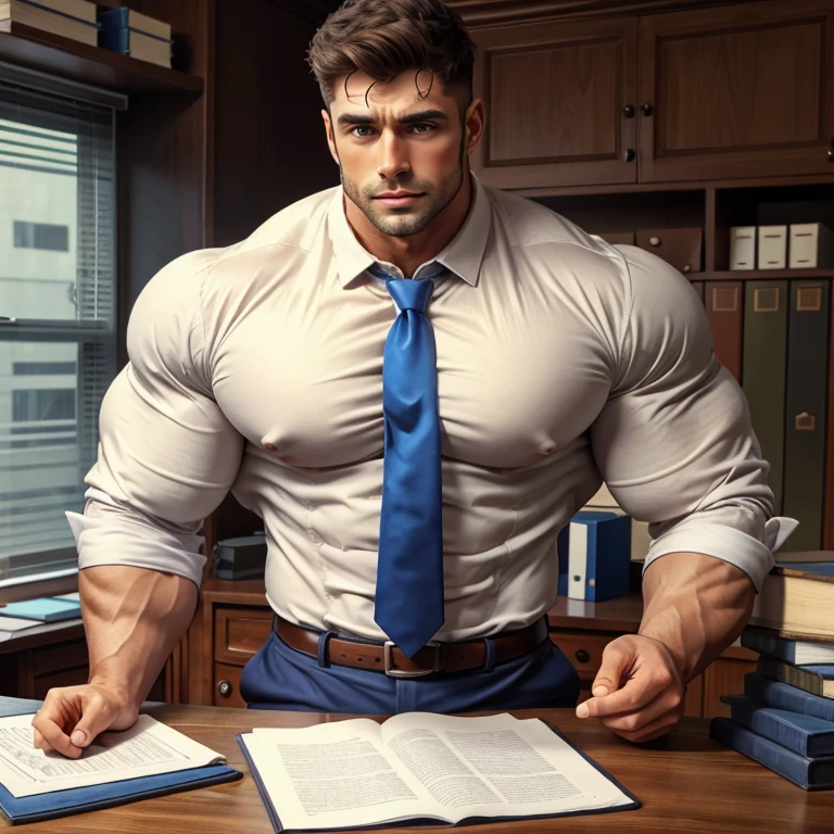 40 years old Office suit bandhoiz beard man doing work in office and showing hairy chest wetty bulge indian perfect bulge in pant, masterpiece, seductive