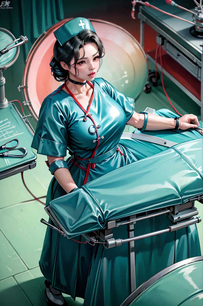 nurse uniform,hospital, latex nurse suit,nurses,busty,elbow gloves,labcoat,black hair woman,red eyes , gigantic ,medical instruments,asian nurse,two nurses,speculum,examination room,oversize ,big ass ,strap on, lay on table ,legs spreaded,giving birth,gyno chair , dentist,Milf,latex,red uniform,oversize breasts,diaper