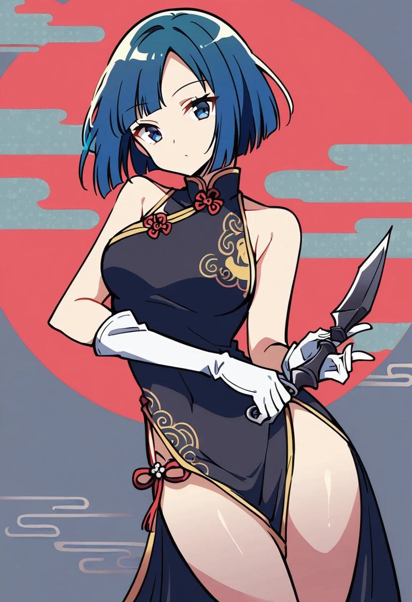 Rem,Blue Chinese Dress,Super huge boobs,The abdomen is cut with a knife, exposing the internal organs