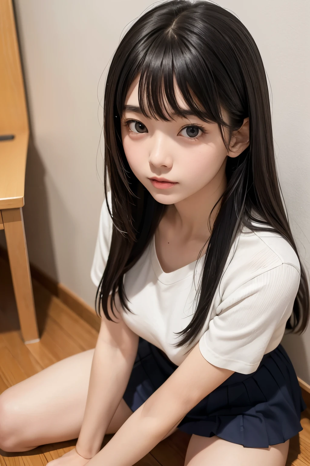 Best Quality,masterpiece,Very detailed、High resolution, Very detailed, Best Qualityの写真,Teen,Age 15,High school girl,Idol,beautiful girl, Long Hair, straight, With bangs, Black Hair,Detailed eyes, Big Eyes,cute, cute, cute日本人女性、Very delicate and beautiful face,Hotel Rooms,Lie down in bed, Perfect dynamic composition,Simple wall background,　Fair-skinned girl, kind,Junior high school students,Kneel on the floor,Big Same, おPussy, Pussy, Nipples, I can see your panties,Slender thighs seen from the front, 18 years old, Data,Adorable , 美しいJunior high school students, Big Eyes, 美しいHigh school girl, Selfie, Personal photo shoot,Selfieの角度,Women&#39;s Room,indoor , Nipples, High school girl（Hmmmm）,She smiles happily at me, Natural Hair