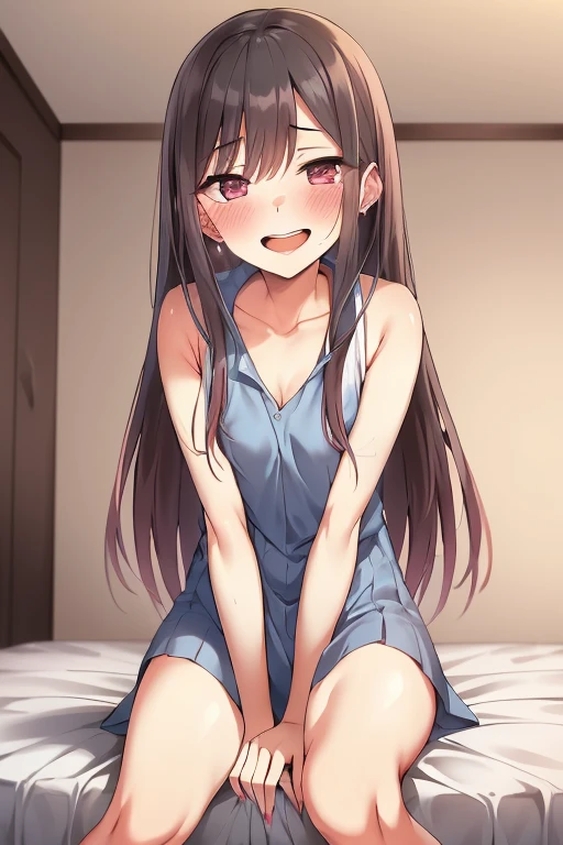 ((Best Quality)), ((masterpiece)), (be familiar with), Perfect Face, indoor, bedroom, Watching the audience,
One woman, Kitagawa Marin,
Open Mouth, Ecstatic expression, blush, smile,
Small breasts, Flat Chest, , , , Girl,
Long Hair, Long Hair,
Leg spread,