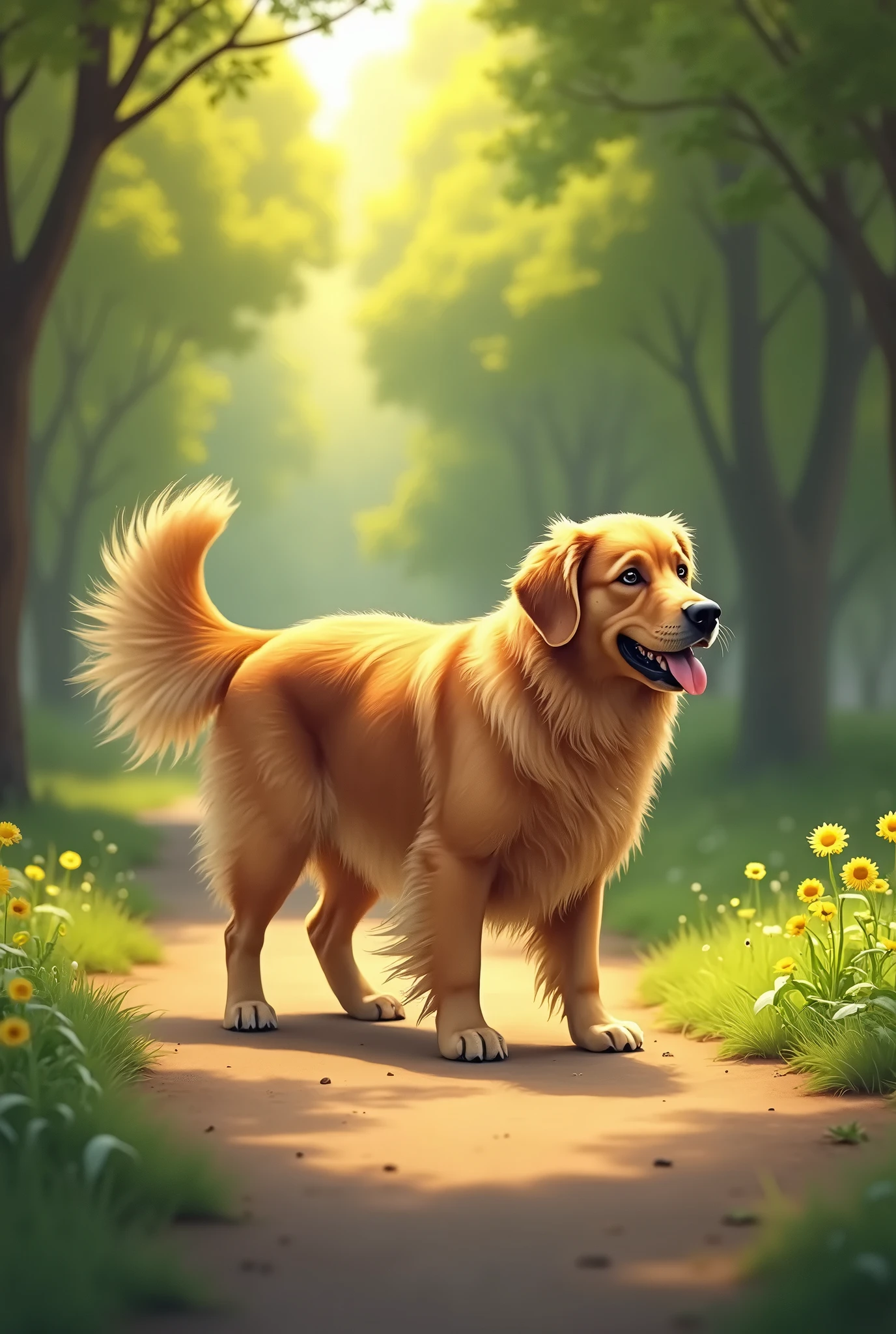 Art by windwttom,posted on e621,solo,male golden retriever,sheath,balls,feral,quadruped