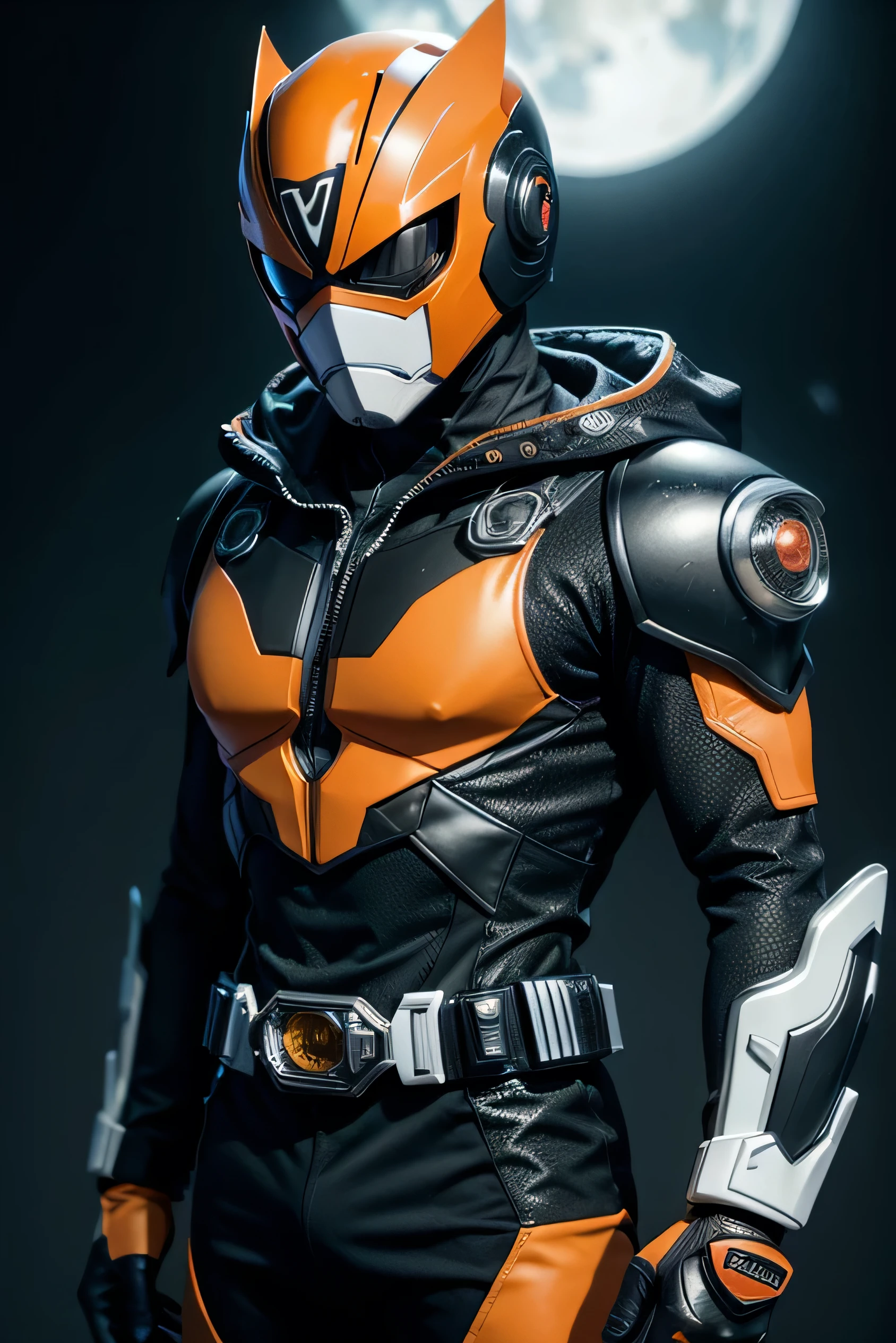 (8k),(masterpiece),(Japanese),(8-year-old boy),((innocent look)),((Childish)),From the front,smile,cute,Innocent,Kind eyes,Flat chest, yellow helmet, black domino mask, white mask, Wolverine,Bald,No Hair, Henshin Pose,night,dark, Neon light cyberpunk city,Kamen rider,camisa