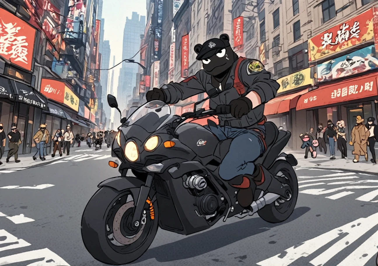 Big bad Black Frog riding Motorcycle in Gwanghwamun Square + Chinatown on New York City