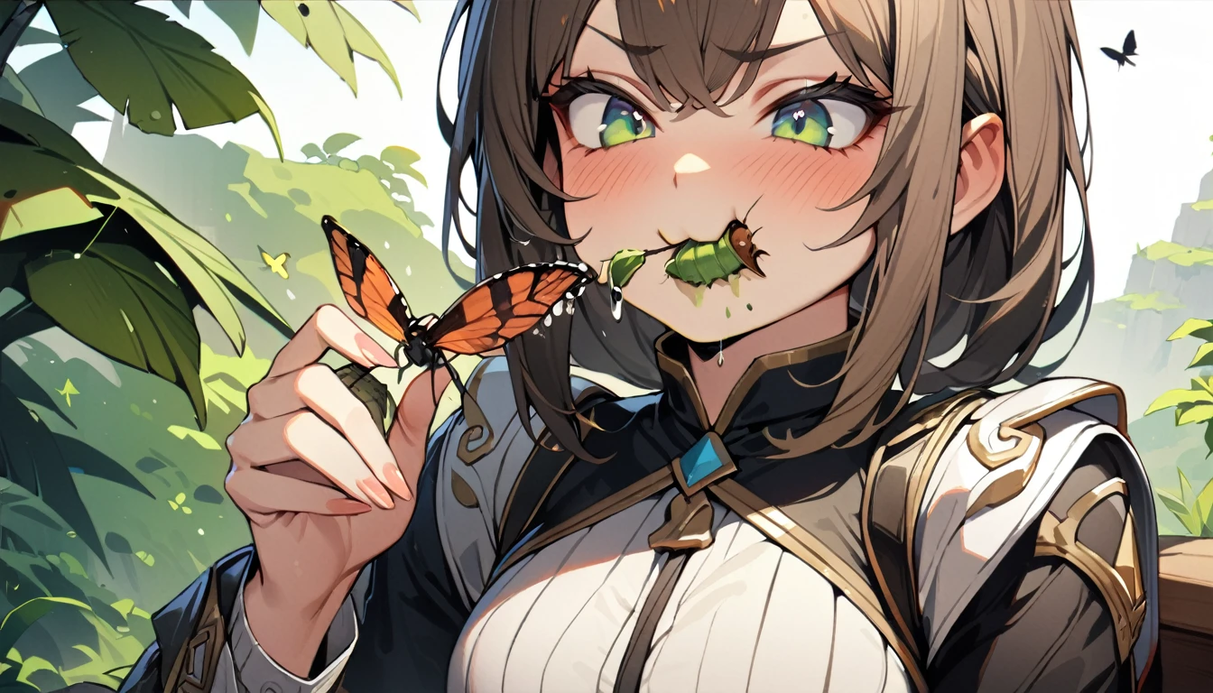masterpiece, best quality, mature woman, ((woman copulation with worms, worms penetration, swarm worms gangbang:1.4)), large breast, large butt, short hair, brown hair, glasses, look happy, blush, sweat, black bra, black panties, ((lying on the bed:1.2)),