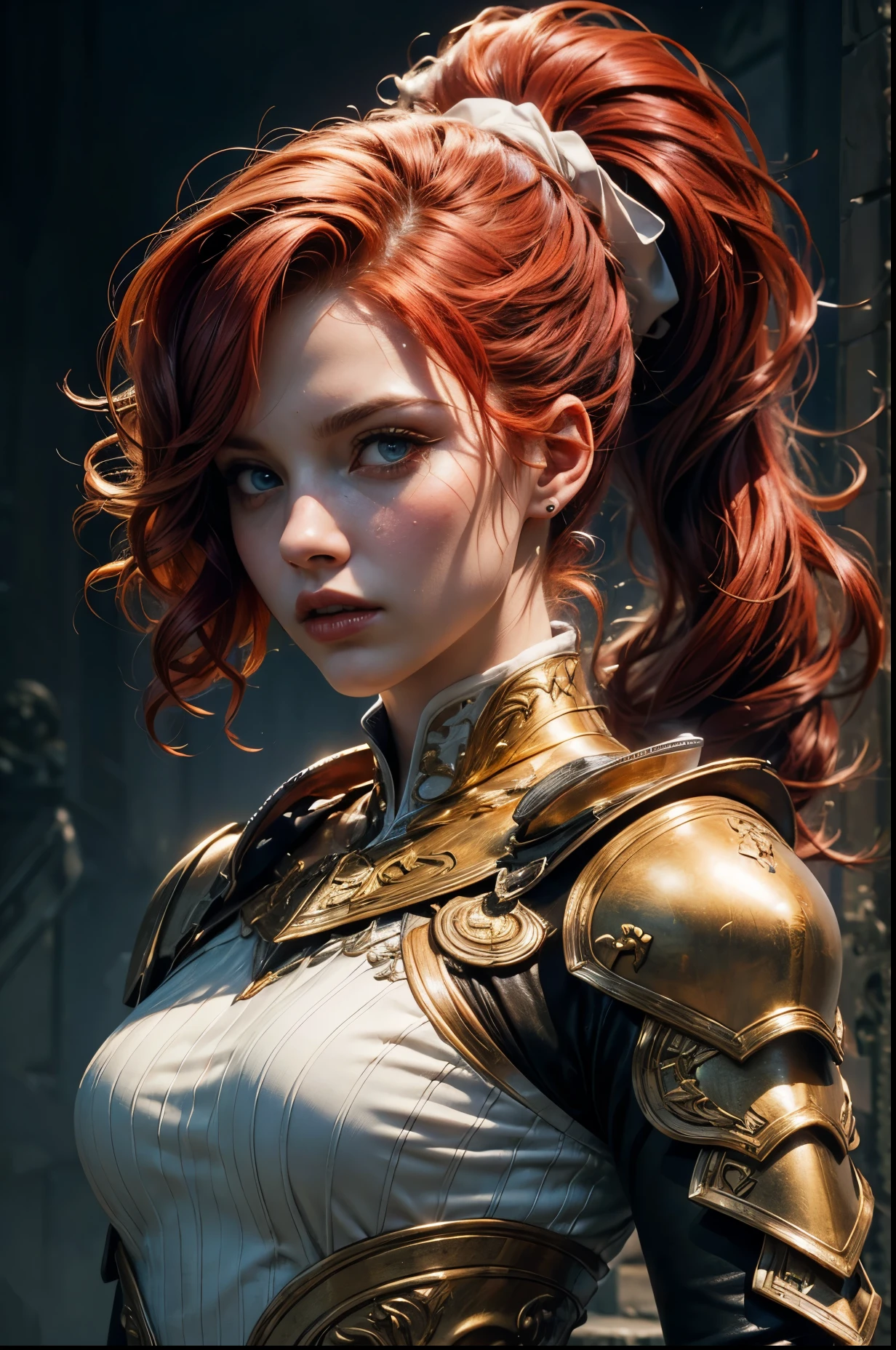 intricate cyborg woman with helmet and armor, alexstrasza, artgerm julie bell beeple, dark sun d&d character art, redhead queen in heavy red armor, detailed digital 2d fantasy art, photorealistic, cinematic lighting, dramatic pose, intricate mechanical details, glowing energy effects, vibrant colors, hyper detailed, sharp focus, volumetric lighting, cinematic atmosphere, masterpiece