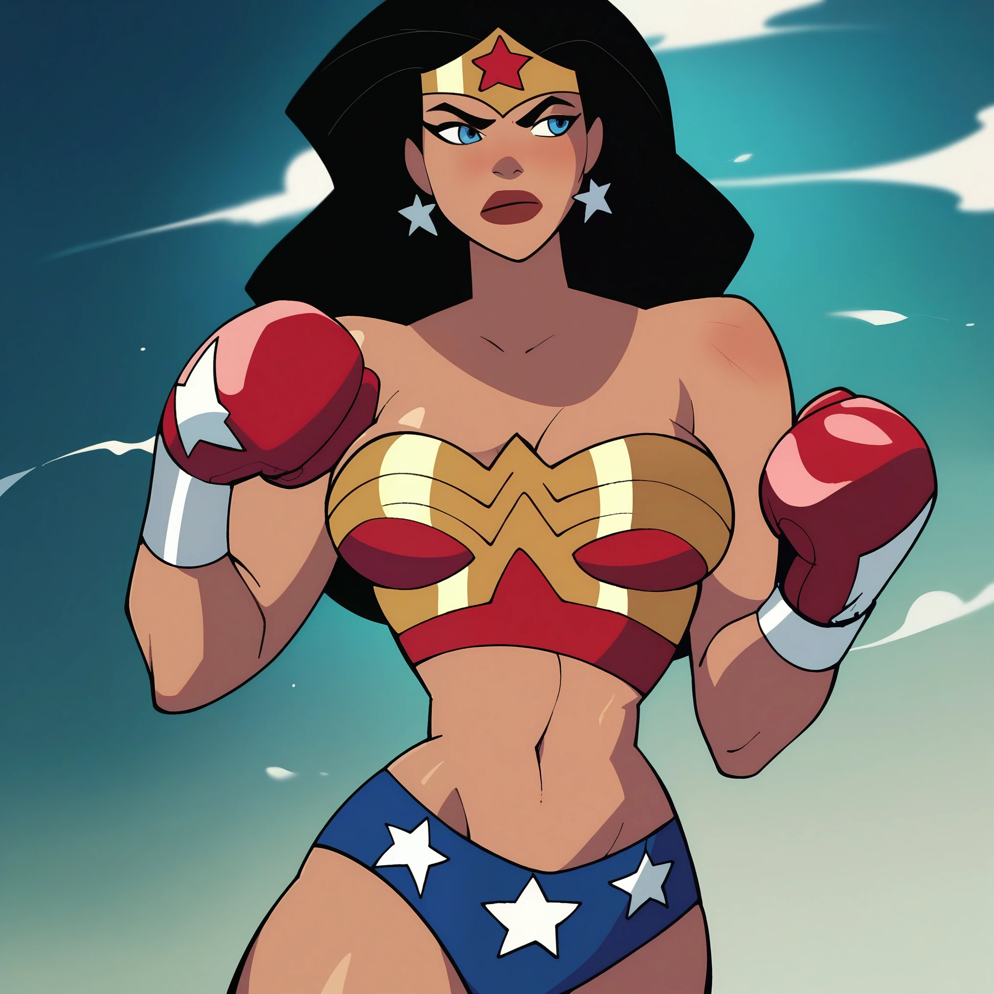 Wonder woman vs galatea bikini boxing cartoon 