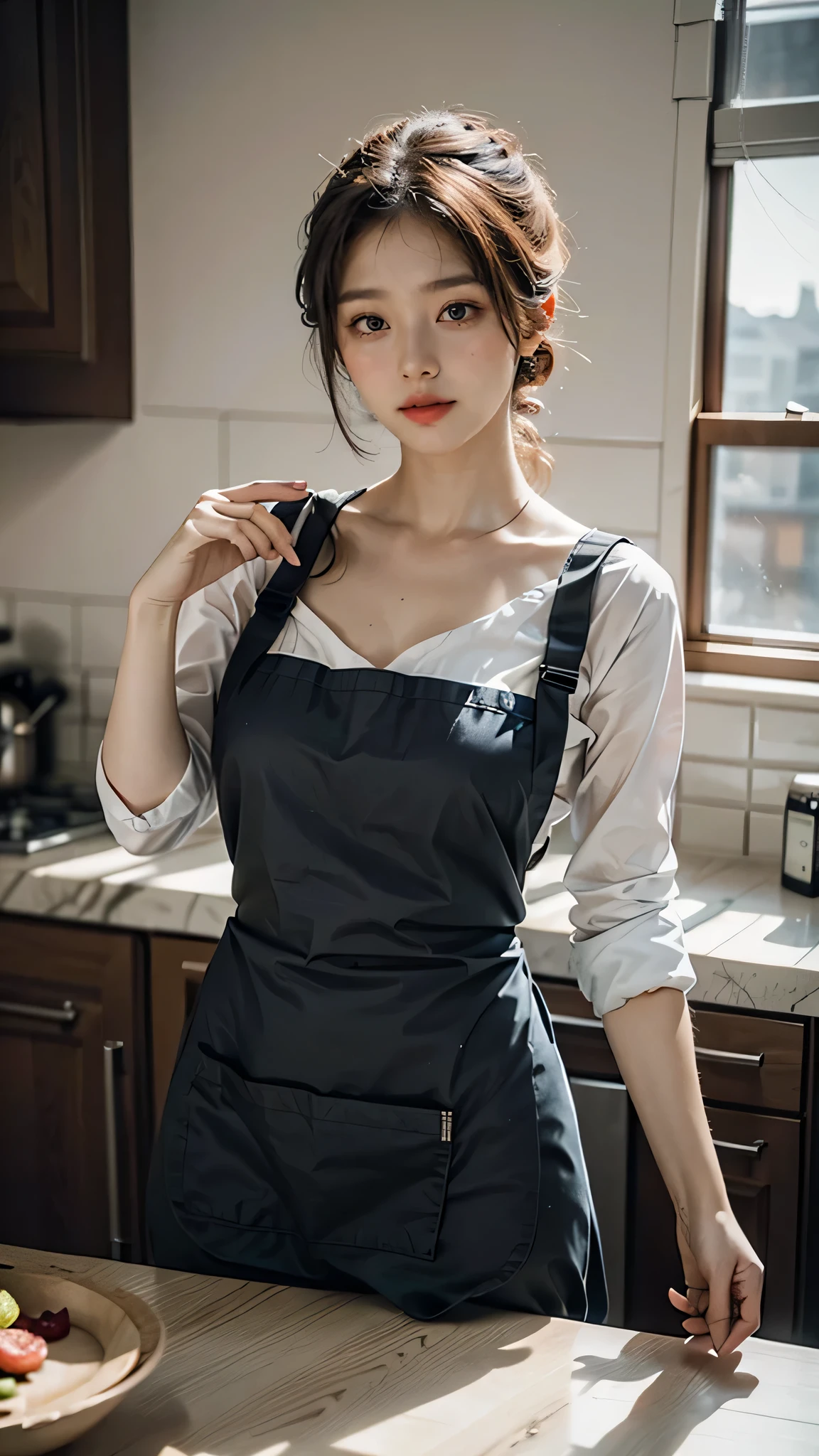 ((Face the front of your body at the camera:2.0)), (((apron:2.0))), (Clothing:2.0, book clerk:2.0, apron:2.0, T-Shirts:1.5, Skinny jeans:1.5), (book store:1.5), (Wet:1.5), ((A grin:1.2, slender:1.5, Small Ass:1.5)), ((Japanese, 1 Girl, 18-year-old, 7 heads, Ideal body proportions, Black Hair, With bangs, Small breasts, Erect nipples, slender, Small Ass, Beautiful feet, Skinny Legs)), Surrealism, Cinematic Lighting, Depth of written boundary, First Person View, Boobs F/1.8, 135mm, Ticker, Mastepiece, Curate, ((Anatomically correct:1.3)), Textured skin, Super Detail, High detail, High quality, Awards, Best Quality, High resolution, 8K