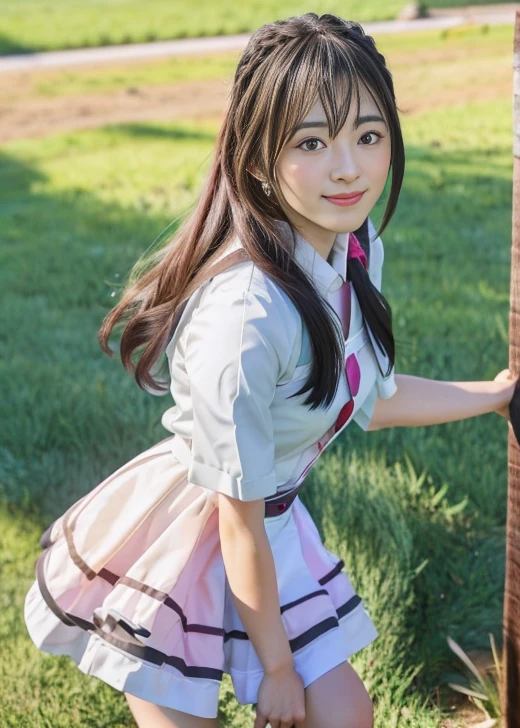 live-action:1.5、anime「Blessings to this wonderful world」Works inspired by、One Girl, solo, Yunyun Cosplay:1.4, Shooting in the grassland, smile,Best Quality、shape、非常にdetailed、High resolution、8K wallpaper、完璧なダイナミックな構shape、Natural color lip, Random sexy poses,(Best Quality:1.3)、(masterpiece:1.3)、(One Girl:1.1)、(detailed、 Shiny skin:1.1)、Healthy thighs are beautiful,((Best Quality, 8,000 people, masterpiece: 1.3)), (Skin Radiance:1.3), 非常にdetailed顔と肌の質感,  double eyelid,Lots of eyelashes、Healthy Breasts:1.3, (Perfect hands, Perfect Anatomy),Age 25,Looking at the camera,Portrait Photography,whole body,Standing posture