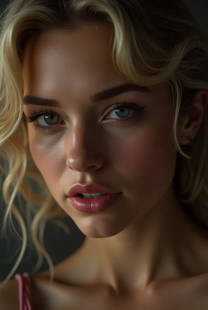 Hot margot robbie, sexy, sexy, ((Masterpiece, best quality)), detailed skin, highly detailed, cinematic lighting, ultra realistic, blush, looking at viewer, with blonde hair. Her hair elegantly styled, falling softly to chin length, portrait, , margot robbie, big breasts on all fours ((having sex )) (fuck expression))
