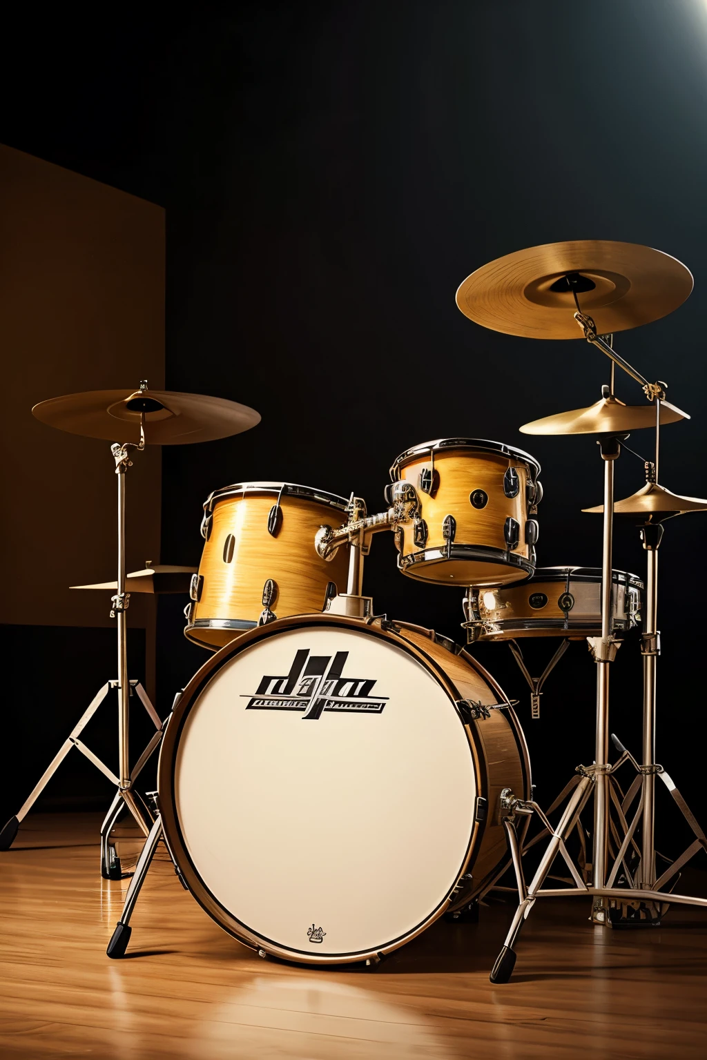 ((Best Quality)), ((masterpiece)), (detailed),Realistic,No background,Drum set,No people,Photographed from the front right