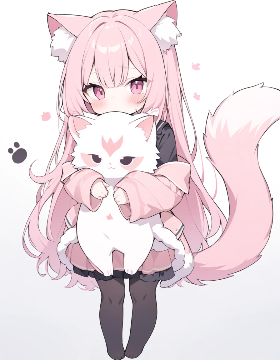Anime boy with pink shirt and white crotch, und eine rosa Katze, fursona!!!!, female furry mini Niedlich style, Niedlich anime catboy, pelzige Fursona, Pelzige Kunst!!!, Holo is a wolf girl, pelzige Furaffinität, fursona art, Nyaruko-san, weibliche Fursona, nekomimi, Anime-Catboy, Fursona-Auftrag, Allein, dick_Schenkel, white outline, Niedlich, shy, Allein, freier bauch, freie Oberschenkel, round hips, pink fluffy stockings