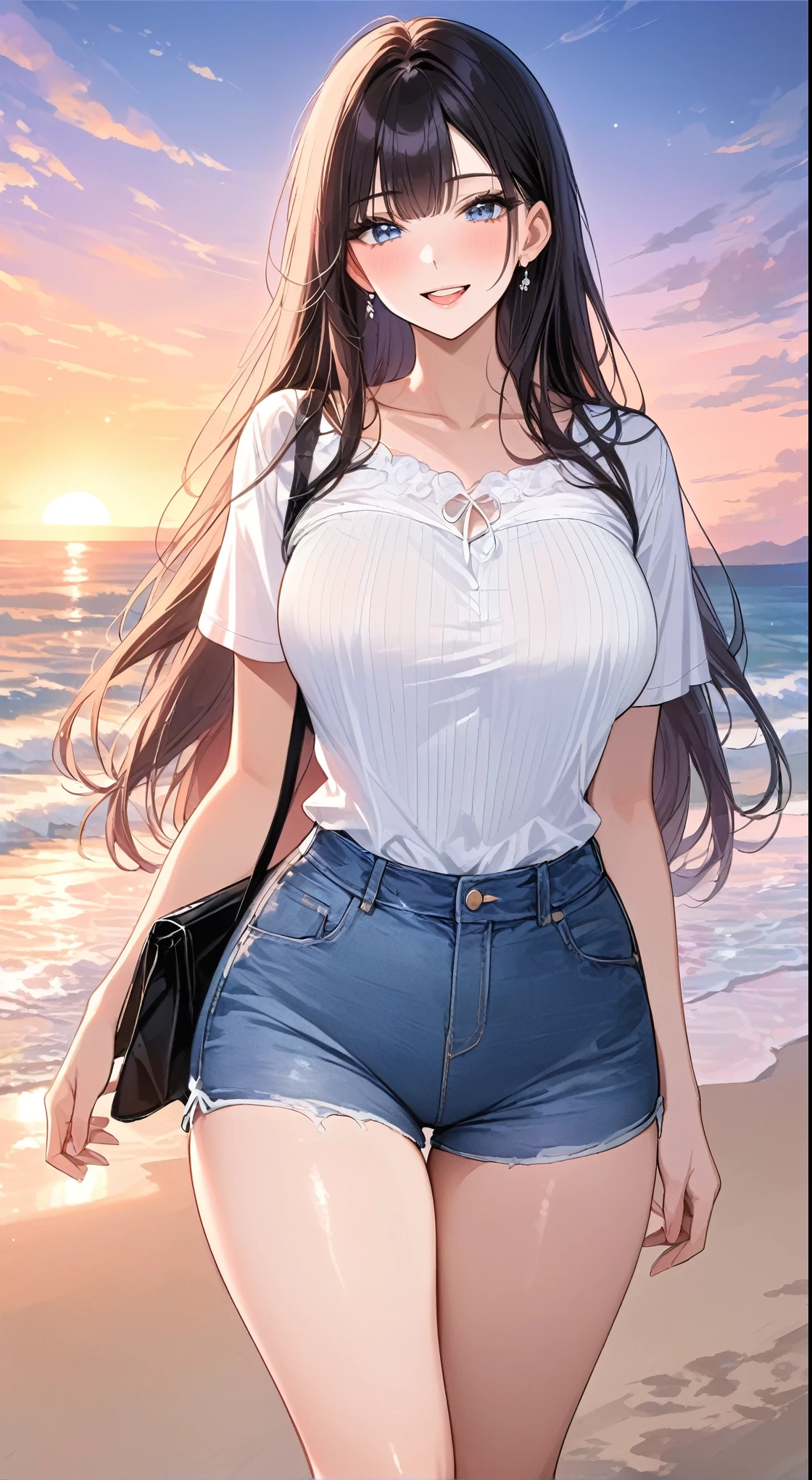 tmasterpiece， Awesome， peeping at the viewer， Realistis， The whole body is in the shot， on the lap， squatt， brunette color hair， long whitr hair， Thorough， large tall， Force real water， White less cloth transparent mini shirt， White transparent thong， beachside， RAWE is very detailed， ahegao， roll eyes， Be red in the face，， Sticky tongue， Vaginal rupture， Leucorrhoea， very Bigger breasts， Grasp your breasts with both hands，spread their legs， sexually arousing， sexual expressio， Glossy glossy skin。Tongue stock,Makeup,cheerfulness,Reflectors,ahegao,Pink eyes,Heart earrings,1,Solo,Female pervert,hair flower,Long hair,multicolored hair,Shiny hair,