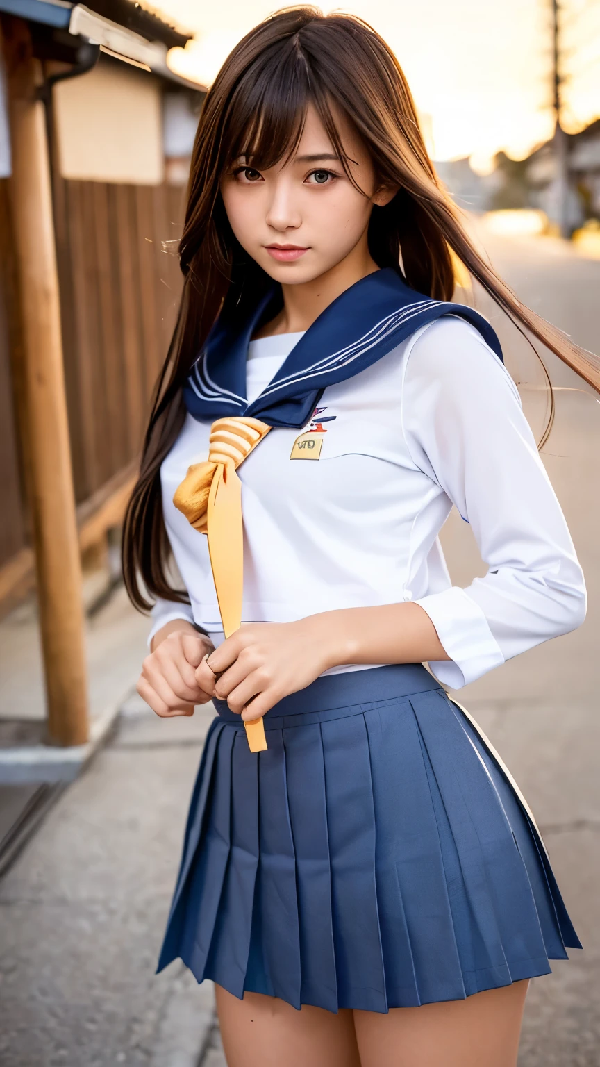 (, Please redeem, High resolution, Hyperrealistic, Super Beauty), 24000dpi, Beautiful woman, High school girl, Long Tail, Well-formed eyes, greatest visual acuity, 18 years old, Attractive, Totally American, Perfect body, The charm of the flesh, ((Japanese sailor uniform:1.2, Pleated skirt, Ultra Mini Skirt, Seraph, ＪＫ)), (((all, Sword of the Japan, 2 ft knife, Bidirectional))), Blue Lightning, , (Special Move Stance), All in One, Confused, (Seven knives fly around her), (((Anatomically correct))), whole body