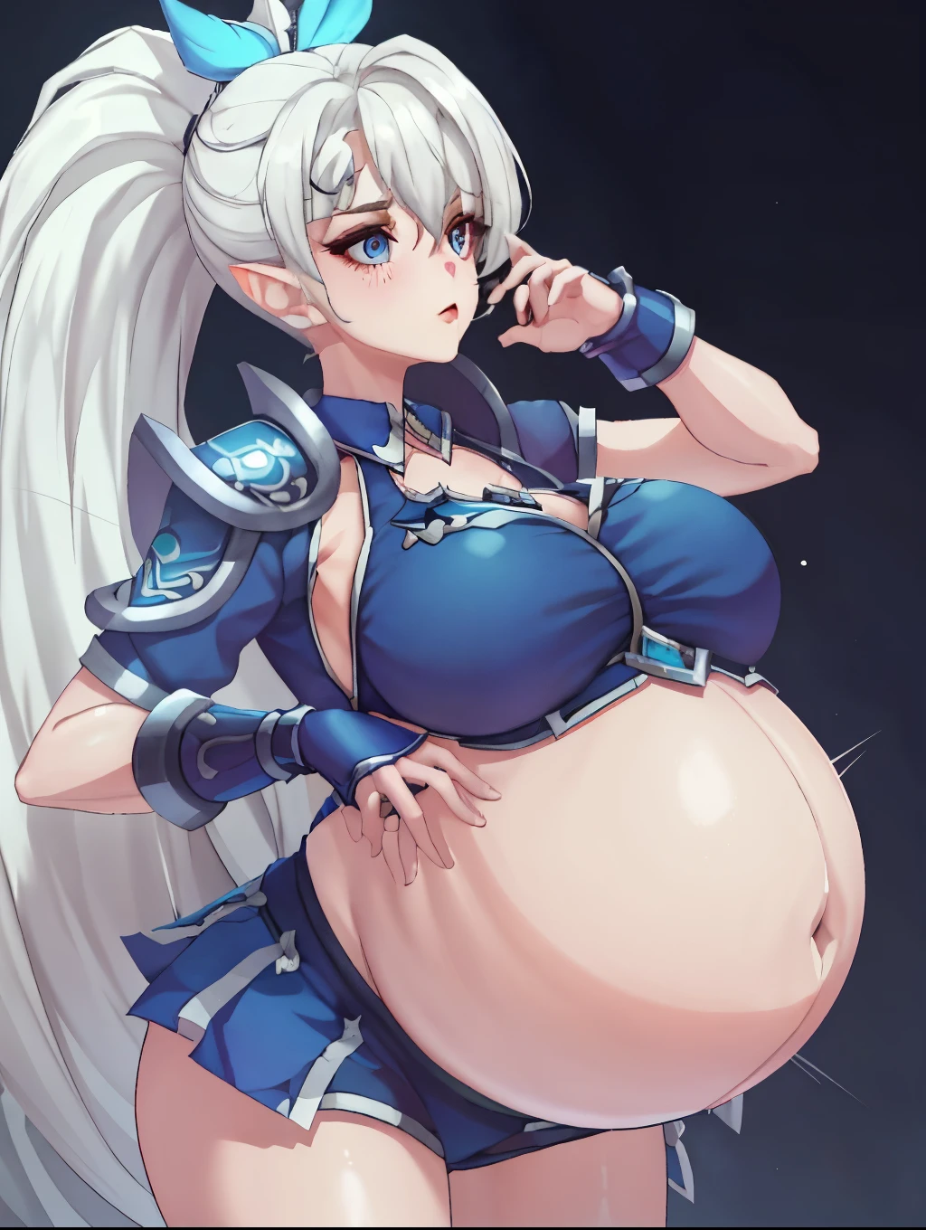 White ponytail hair,Big Baby Bump pregnant , Big , nipple, cum,16 years girl, Big pregnant Belly, Big Pregnant girl, Largest Belly of Pregnant, Huge Pregnancy Belly, blue eyes, huge 9 months Pregnancy Belly, Miya from Mobile Legends Bang Bang