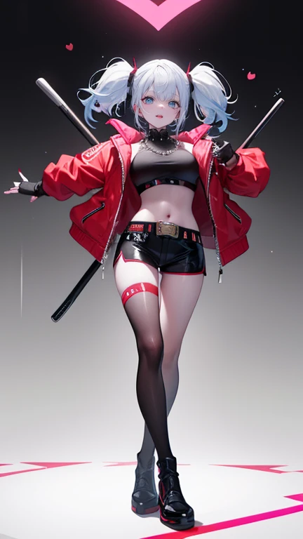 masterpiece, Best quality, Super detailed, illustration, beautiful detailed eyes, ((distant view, wide angle 1.31)), On the outside, young woman, Harley Quinn, intricate design, complex shaped lace tights, two hair tails (blue and red tail), sexual, Face to face, split, full length (full body 1.1.), very feminine, fighting stance, (masterpiece), magic photography, Spectacular lighting, Photorealism, ultra detailed, intimate portrait composition, 1. 4,8 k UHD, aesthetic, Cd., A high resolution, 8 k, better lighting, Best shade, Ultra-HD, A high resolution, sharp focus, Complex background, Cinematic lighting, ((Landscape view)), 4K block, (better lighting), ((Cinematic lighting)),
