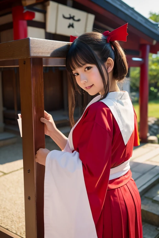 hightquality、masterpiece、ultra res、a beauty girl、cute girl face、temple、shrine maiden、Wearing priestess clothes、full bodyesbian、Famous actresses of Japan、very beautiful face