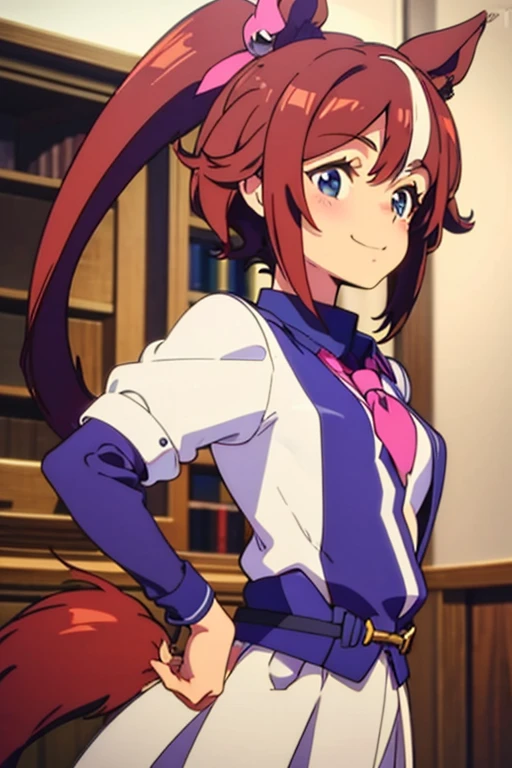 Tokai Teio,smile,high ponytail,fake animal tails,girl,best quality,