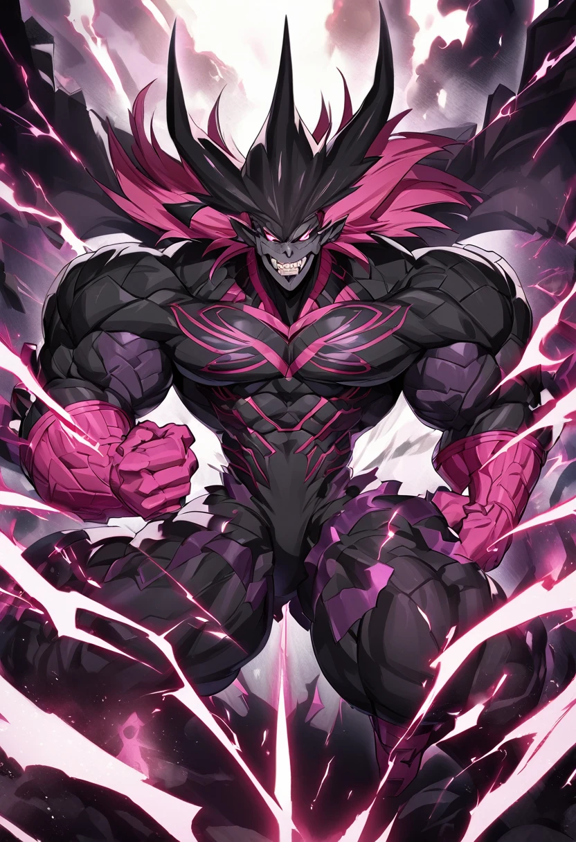 One, good looking, 1 person, Sporty body, V-shaped body, Detailed armor in black with purple glittering details, black demon horns, Long Hair, Black Hair, Reddish purple color of reptile eyes, Purple thread, Black light,Muscular boy,Huge penis,Huge muscles,Being raped,Orgy,Devil's Wings,Evil Eye,A deep kiss,Saliva exchange,Young boy,3boys,Carrying an umbrella