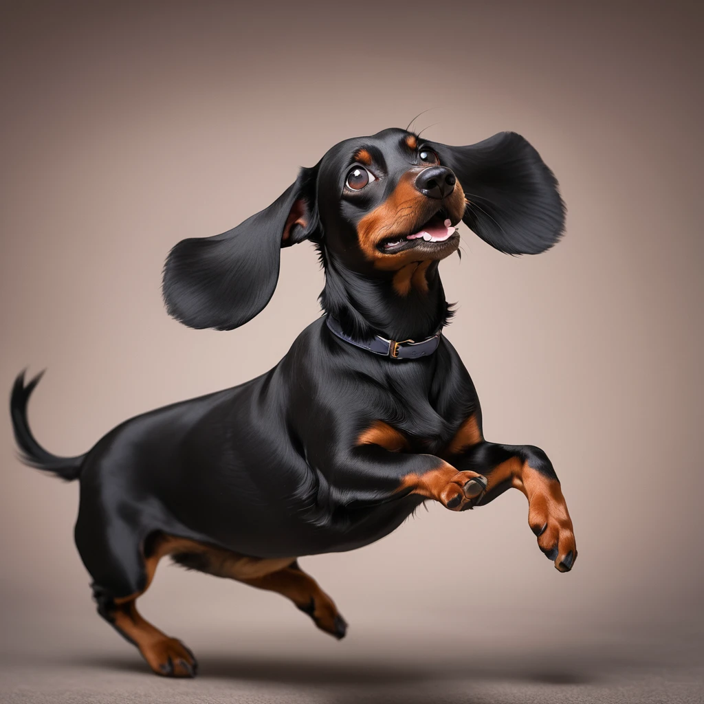 Black dachshund,Jumping