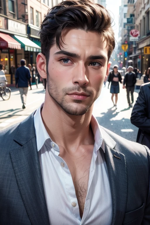 Realistic handsome men , street