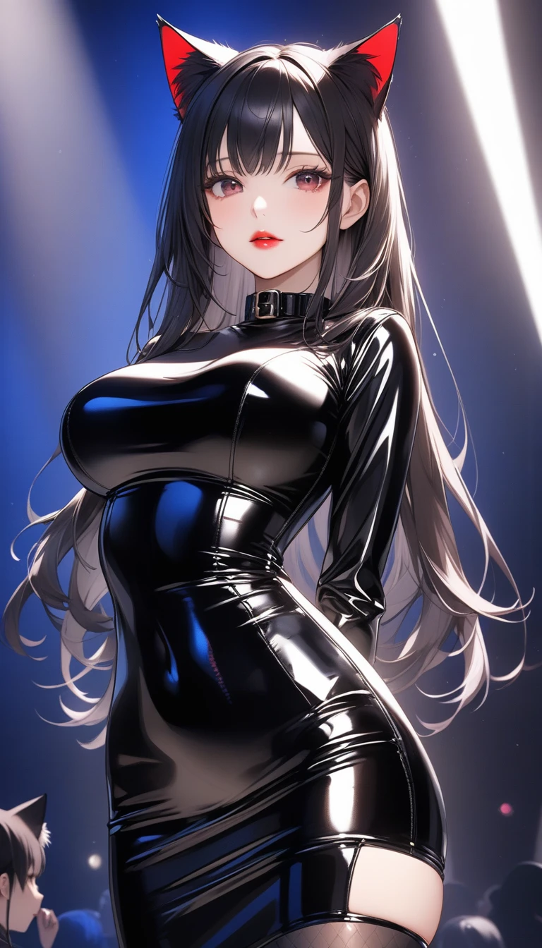 ((masterpiece)), ((high quality)),((ultra-detailed)), ((extremely detailed)),(character portrait), 4K,8K,wearing black pants suit, white collared shirt, black pants, 20yo, a beautiful woman, very tall woman with great style, perfect big breasts, perfect big ass, tight suit, slender body, 1girl, solo, middle perfect hands, perfect face, perfect purple eyes, perfect body, beautiful legs, cinema lightning, cold beauty, open mouth
