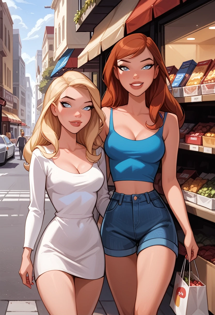 NSFW, full frontal nude, two cartoon characters sitting on a bench with a cup of coffee, concept art inspired by Lois van Baarle, trending on polycount, conceptual art, rhads and lois van baarle, artgerm and lois van baarle, lois van baarle and rossdraws, artgerm and atey ghailan