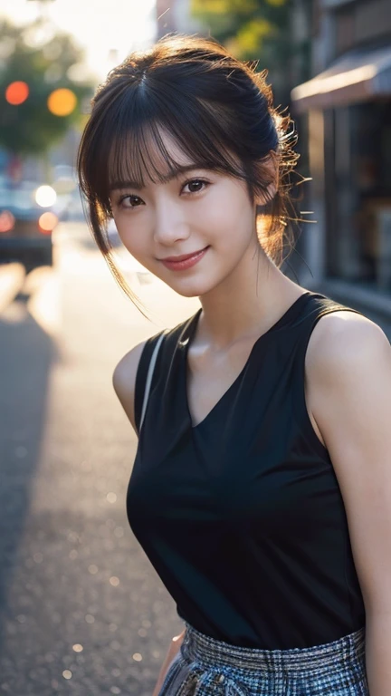 (masutepiece), (Best Quality), (Ultra-detail),(disheveled hair), (1girl in), (Fashionable clothing), Standing, Fashion Model, Looking at Viewer, (interview), (Simple background),Beautiful detailed eyes, Delicate beautiful face, floating,(High color saturation),(Colorful splashes),colorful bubble,(Shining), Focus on Face,  Ponytail,Kim Chaewon, Light pink hair, bangs, hair rings, Floating flowers, Floating hairs, (Shining), The best lighting, Best Shadow,Smallest bust,A beautiful girl,Smile of leeway,Artistic beauty nipples,Are thin,顔もAre thin,
