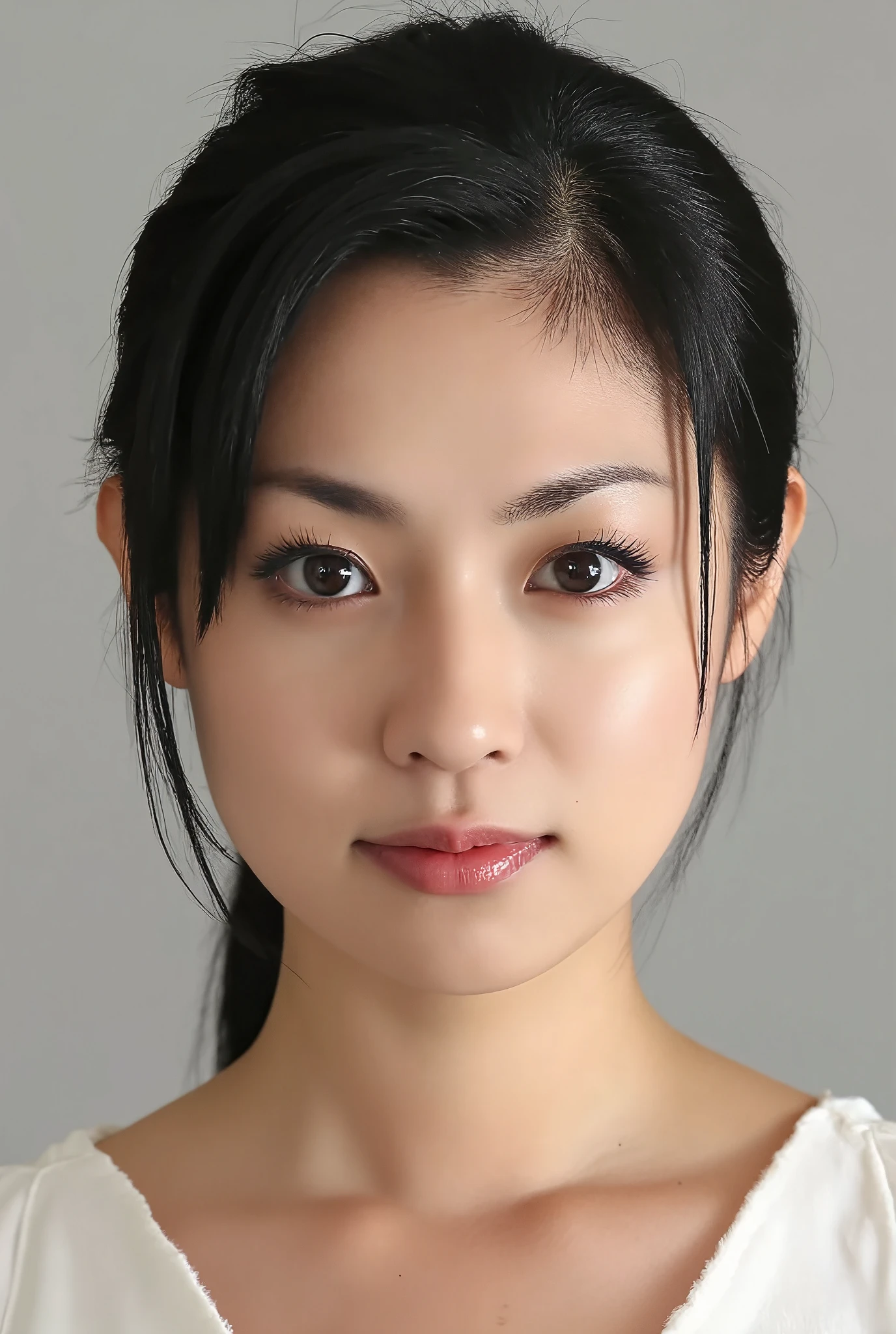 32K, Masterpiece, masterpiece, Realistic, Very detailed, photograph, High resolution, Confused, Smoother light, official art, Written boundary depth, Bright light,
close, thin, Detailed face, smile, Beautiful details in the eyes, 19 year old Korean, cute, Redeem real texture skin,
T-Shirts,