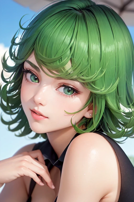 (high res, 8K, masterpiece, looking at viewer, best quality, very aesthetic, ultra detailed, ultra background, ultra Eyes), intricate details, 1girl, Tatsumaki, Nude, Green Short Hair, Green Eyes, love-shaped pupils, Blowjob, Cum on the Face, Cum On The Mouth, Ahegao, Cheeks Flushed, Perverted Face, Background Bedroom, Hotel, Cinematic Angle