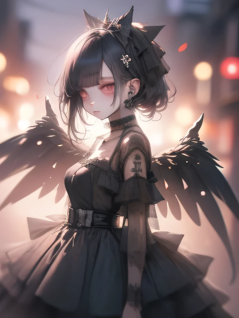 (masterpiece),(4K animation),Very feminine girl 19 years old fair skinned girl with feminine features, Blue to black hair very gothic Emo beautiful eye makeup cosplay angel dust from Hazbin Hotel