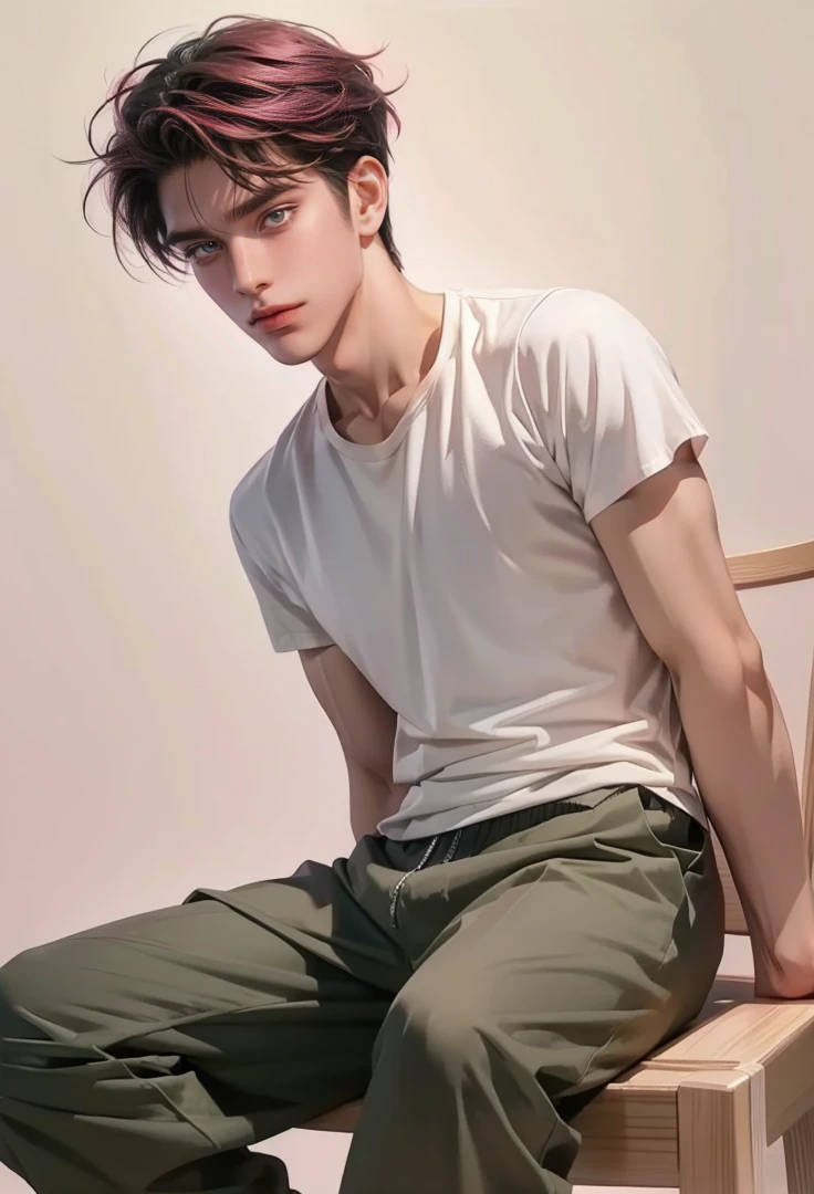 best quality, masterpiece, realistic photo, intricate details, raw photo, ultra detailed, handsome student short hair, perfect face, lenient eyes, detailed scenery background