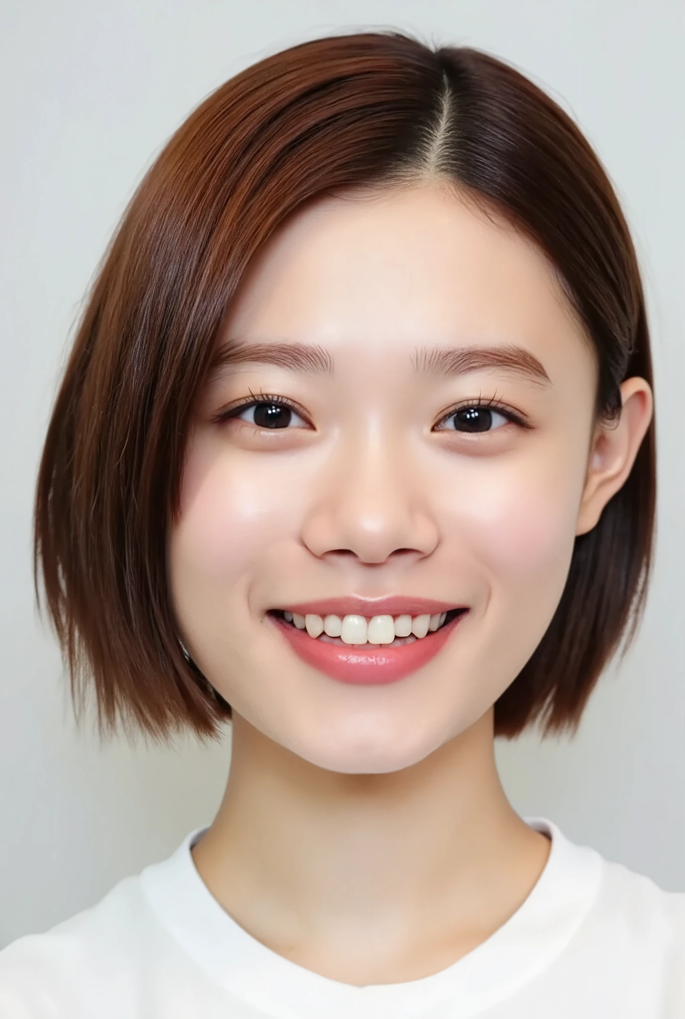 32K, Masterpiece, masterpiece, Realistic, Very detailed,  photograph, High resolution, A face that Japanese men really like., Smoother light, official art, Written boundary depth, Bright light, close, Detailed face, smile, Beautiful details in the eyes, 19 year old Korean, cute, real texture skin, T-Shirts,